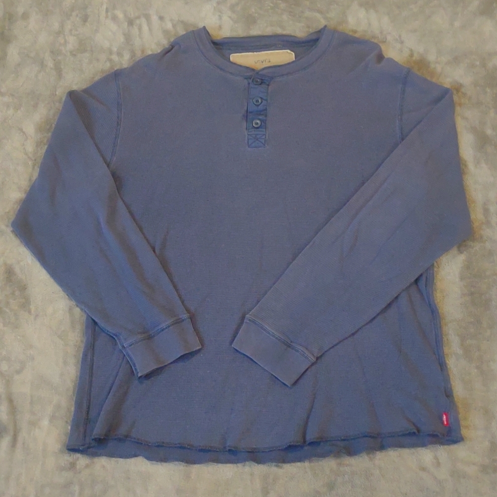 Vintage Levi's waffle knit thermal blue-grey mens sz XL